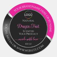 Hot Pink Black Wavy Silver and Logo Product Labels
