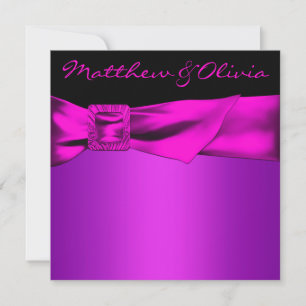 Hot Pink Black Wedding Invitation