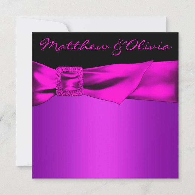 Hot Pink Black Wedding Invitation (Front)