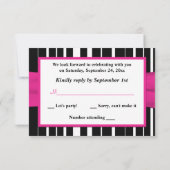Hot Pink, Black, White 16th Birthday Reply Card (Back)