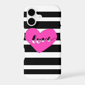 Hot Pink Black & White Love iPhone 7 case
