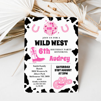 Hot Pink Black Wild West Cowgirl Birthday  Invitation by Sugar_Puff_Kids at Zazzle