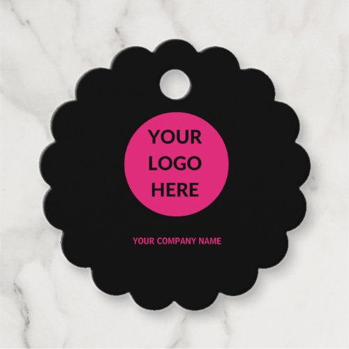 Hot Pink Black with Company Business Logo Name Gif Favor Tags