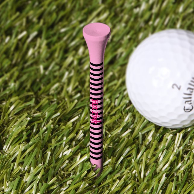 Hot Pink Black word stripe pink golf tee (Grass)