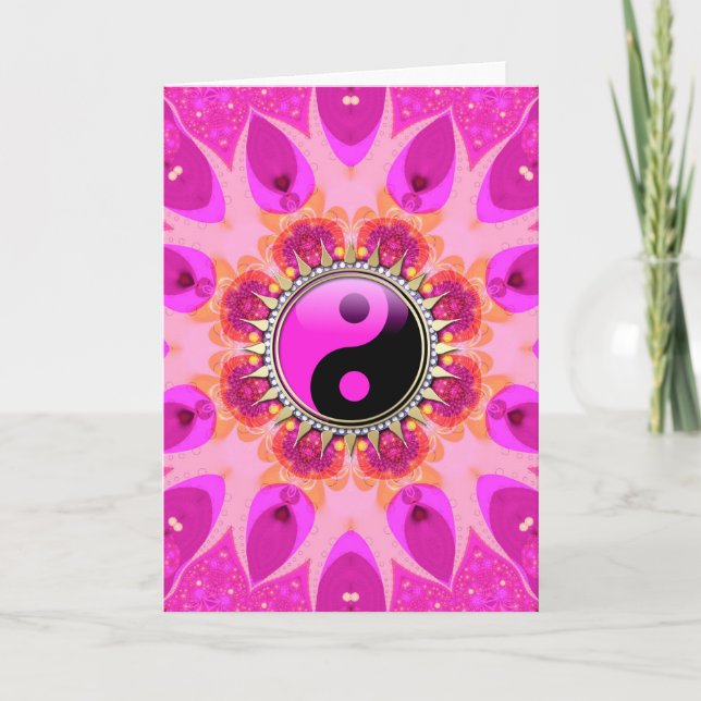 Hot Pink+Black YinYang Sun New Age Cards (Front)