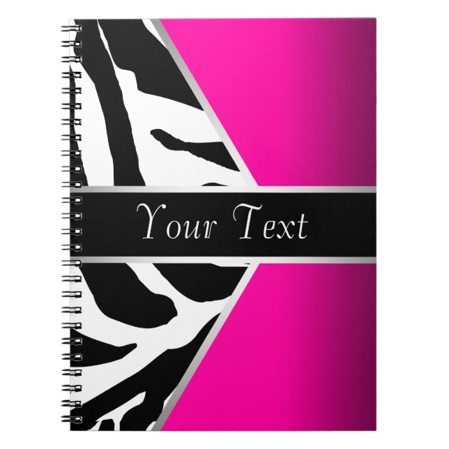 Hot Pink Black Zebra Spiral Notebook (Front)