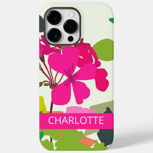  Hot Pink Blooming Geraniums Florist Custom Name  Case_Mate iPhone 14 Pro Max Case
