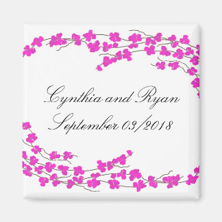 Hot Pink Blossoms Save the Date Magnet