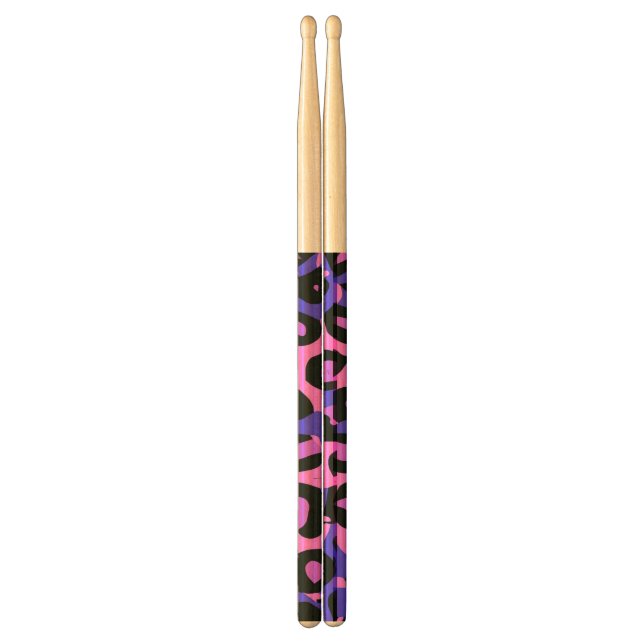 Hot Pink Blue Abstract Cheetah Drumsticks (Front)