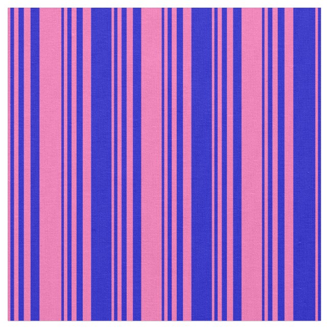 Hot Pink & Blue Colored Lined/Striped Pattern Fabric (Close Up)