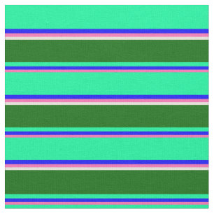 Hot Pink, Blue, Green, Dark Green, and Beige Fabric