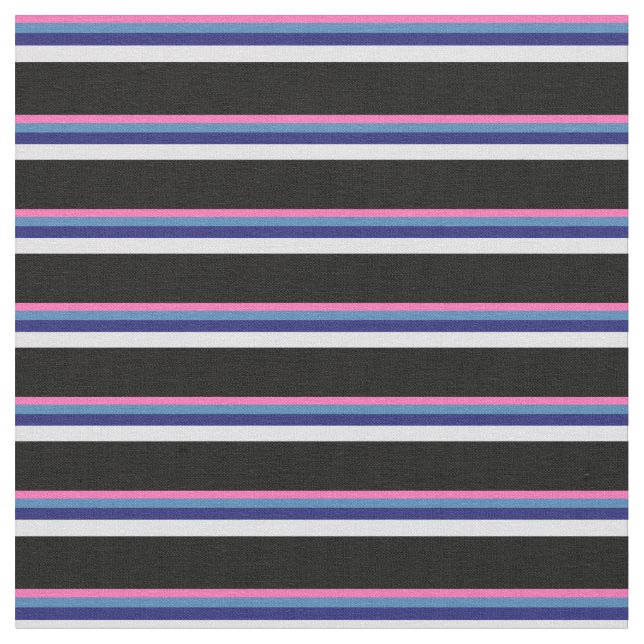 Hot Pink, Blue, Midnight Blue, Lavender & Black Fabric (Close Up)