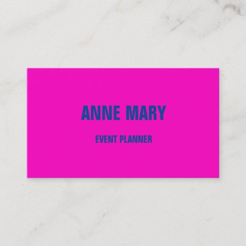 Hot Pink Blue Modern Bold Bright Colorful Trendy Business Card