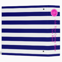 Navy Blue Wht Horiz Stripe Hot Pink Name Monogram Decorative