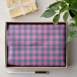 Hot Pink Blue Purple Gingham Pattern Geometric  Tissue Paper
