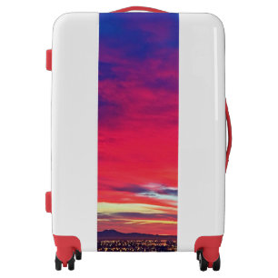 Hot pink blue sunset photo bold modern stylish luggage