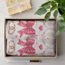 Hot Pink Blush Floral Wedding Gift Wrap with Doves