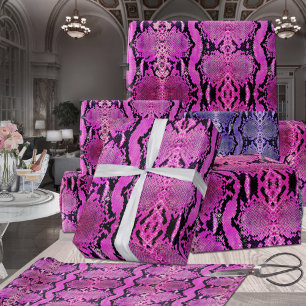 Hot Pink Boa Constrictor Snakeskin Wrapping Paper Sheets