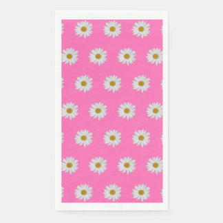 Hot Pink Bohemian Daisy Pattern Paper Guest Towels
