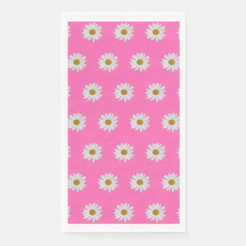 Hot Pink Bohemian Daisy Pattern   Paper Guest Towels