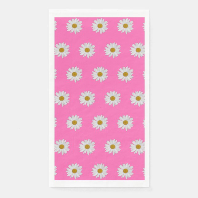 Hot Pink Bohemian Daisy Pattern   Paper Guest Towels (Front)
