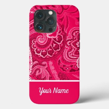 Hot Pink Boho Bandanna Iphone 13 Pro Case by Boho_Chic at Zazzle