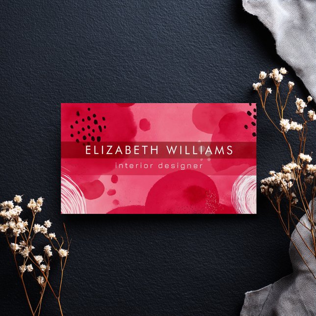 Hot Pink Boho Modern Minimalist Business Card (Creator Uploaded)