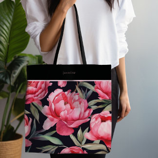 Hot Pink Bold Floral Tote Bag