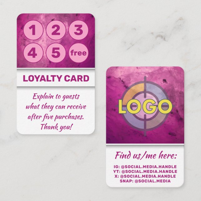 Hot Pink Bold Stylish Punch Card for Trendy Brand (Front/Back)