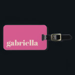 Hot Pink Bold Typography Personalized Name Luggage Tag<br><div class="desc">Bold Modern Typography Personalized Name Luggage Tag in Hot Pink</div>