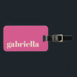 Hot Pink Bold Typography Personalized Name Luggage Tag<br><div class="desc">Bold Modern Typography Personalized Name Luggage Tag in Hot Pink</div>