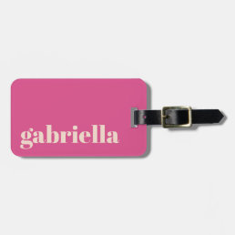 Hot Pink Bold Typography Personalized Name Luggage Tag