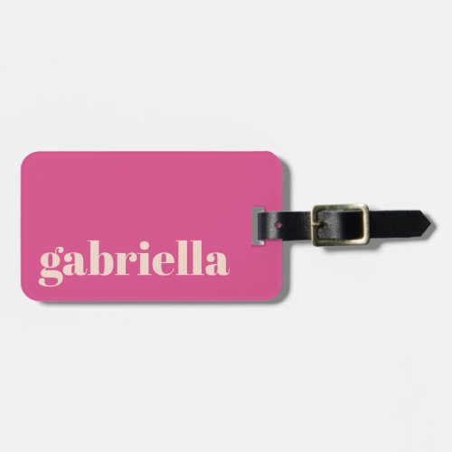 Hot Pink Bold Typography Personalized Name Luggage Tag