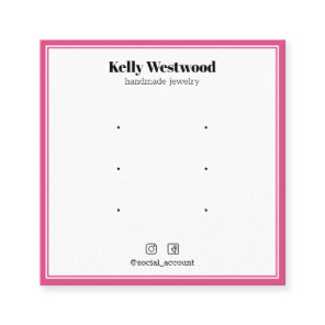 HOT PINK BORDER EARRING DISPLAY LOGO SOCIAL ICONS SQUARE BUSINESS CARD