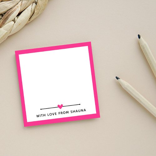 Hot Pink Border  Heart With Love From Post_it Notes