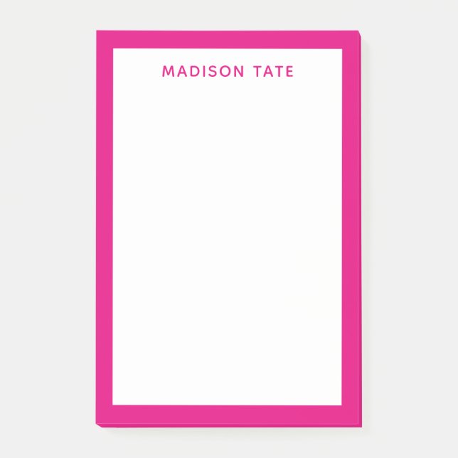 Hot Pink Border Modern Monogram Professional Post-it Notes (Front)