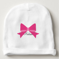 Hot Pink Bow Monogram Baby Beanie