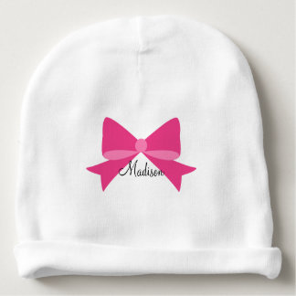 Hot Pink Bow Monogram Baby Beanie