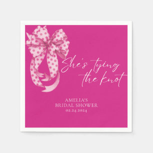 Hot Pink bow She's Tying the Knot Bridal Shower Napkins