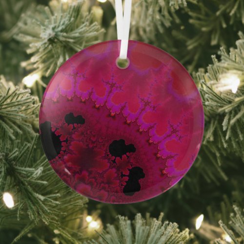 Hot Pink Brain Waves Fractal Abstract Suncatcher  Glass Ornament