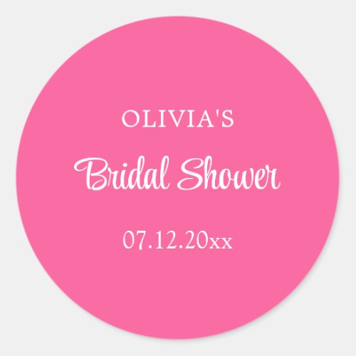 Hot Pink Bridal Shower Classic Round Sticker