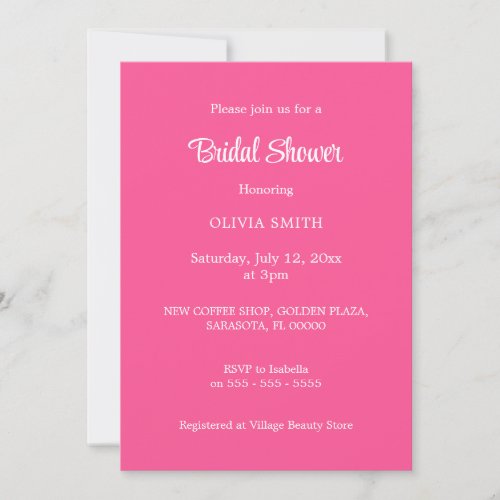 Hot Pink Bridal Shower Invitation