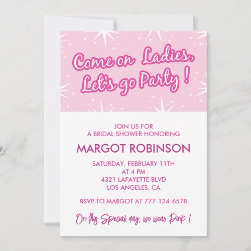 Hot pink bridal shower invitations bachelorette