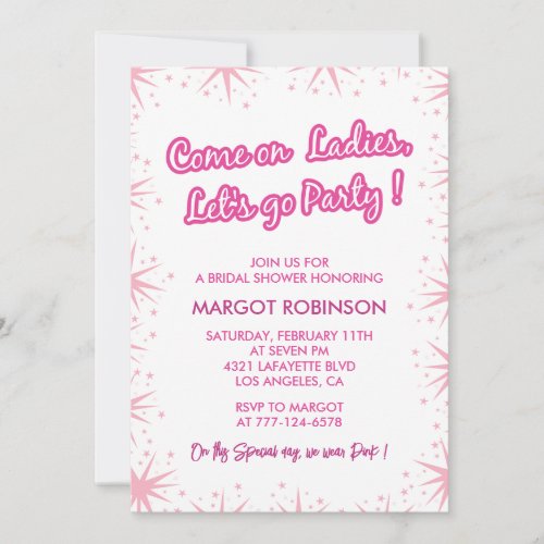 Hot pink bridal shower invitations Colorful Trendy