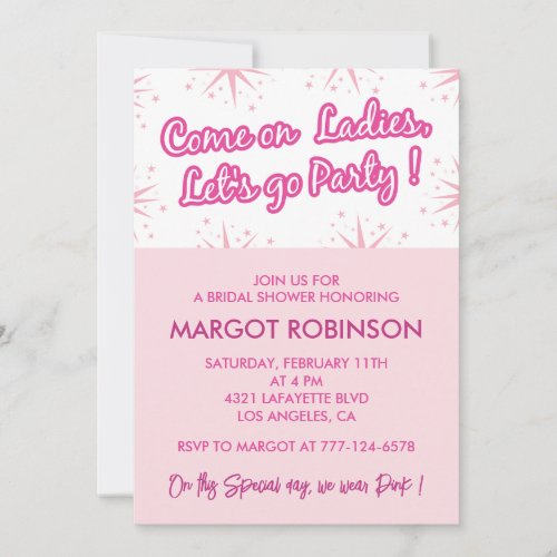 Hot pink bridal shower invitations Girly Stars