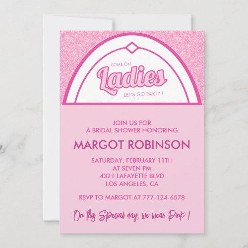 Hot pink bridal shower invitations magenta girly 