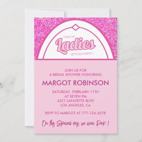 Hot pink bridal shower invitations Magenta Glitter