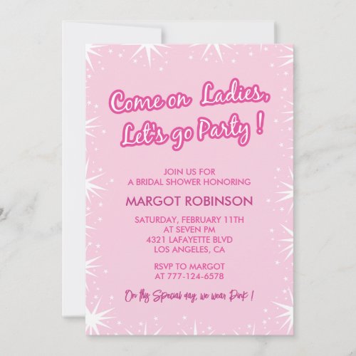 Hot pink bridal shower invitations Modern Glitter