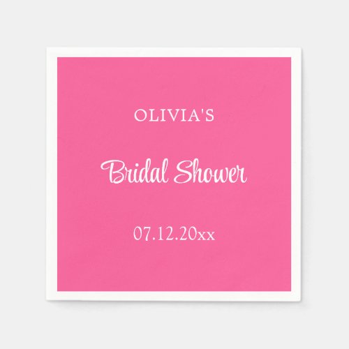 Hot Pink Bridal Shower Napkins