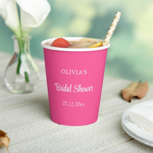 Hot Pink Bridal Shower Paper Cups